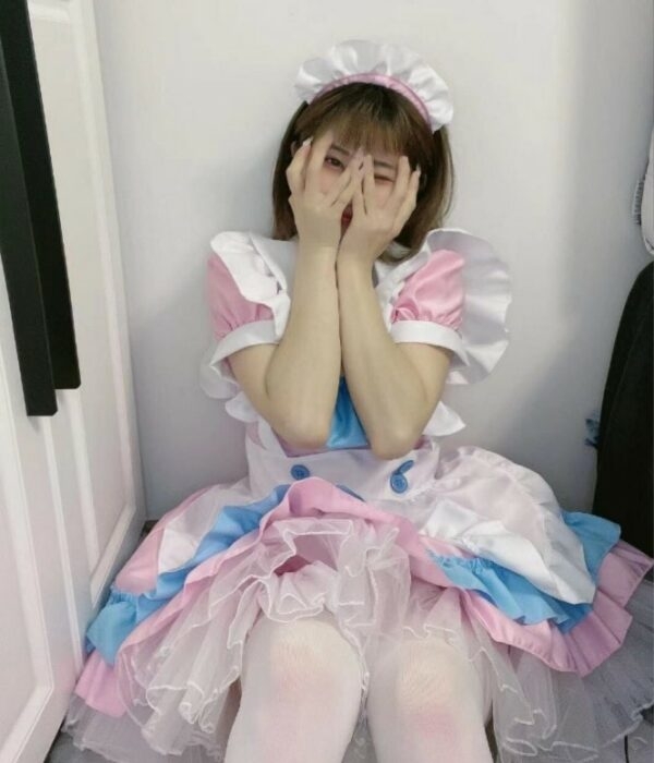 Kawaii Bow Ruffle Maid Lolita Princess Dress Set Sukienka cosplayowa kawaii