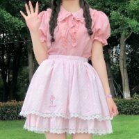 Kawaii süßes Lolita-Hemd mit Peter-Pan-Kragen Schwarzes Kawaii