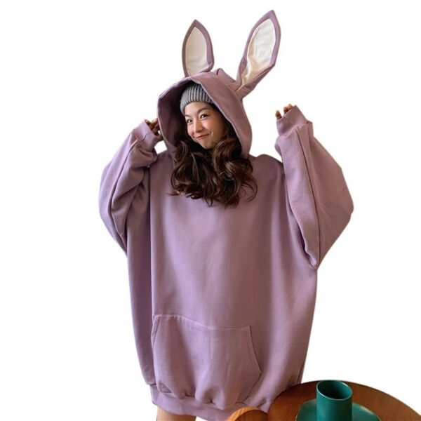 Bunny Ears Loose Hood Sweatshirt Mode huva kawaii