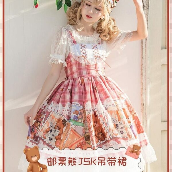 Vestido Lolita JSK con estampado de oso y sello Kawaii jsk kawaii