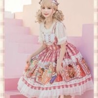 Kawaii stempel beer afdrukken Lolita JSK jurk JSK kawaii