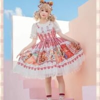 Kawaii stempel beer afdrukken Lolita JSK jurk JSK kawaii