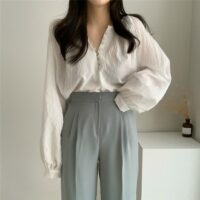 Блузка с длинными рукавами и пуговицами корейский каваи