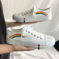 Sapatos de lona com estampa de arco-íris Kawaii Sapatos de lona kawaii