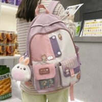 Simple Solid Color Teenage Girl Backpack Simple kawaii