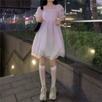 Kawaii sukienka Lolita z kwadratowym kołnierzykiem Kawaii Harajuku