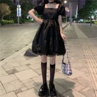 카와이 스퀘어 칼라 로리타 드레스 하라주쿠 카와이