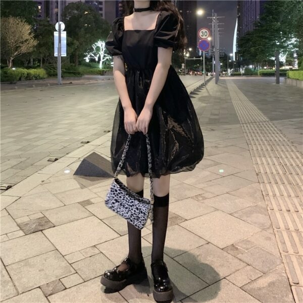 Vestido lolita con cuello cuadrado kawaii harajuku kawaii