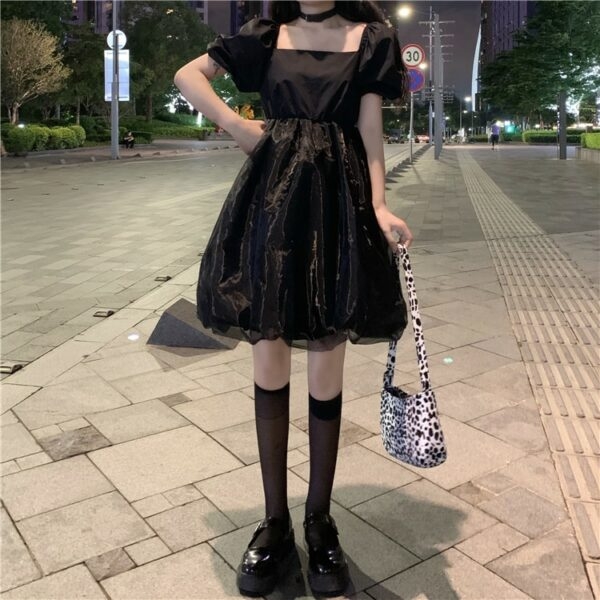 Vestido lolita con cuello cuadrado kawaii harajuku kawaii