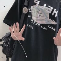 Kawaii „HELP“ T-Shirt mit Computerdruck Harajuku-Kawaii