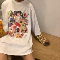かわいいアニメガールプリントTシャツ原宿カワイイ
