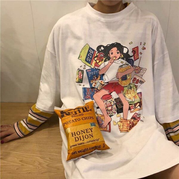T-shirt con stampa ragazza anime Kawaii Harajuku kawaii