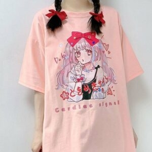 Kawaii Japońskie koszulki z grafiką Harajuku Anime Anime kawaii