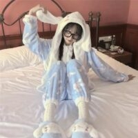 Kawaii Cinnamoroll inspiriertes Pyjama-Set mit Knopfleiste vorne Kuromi kawaii