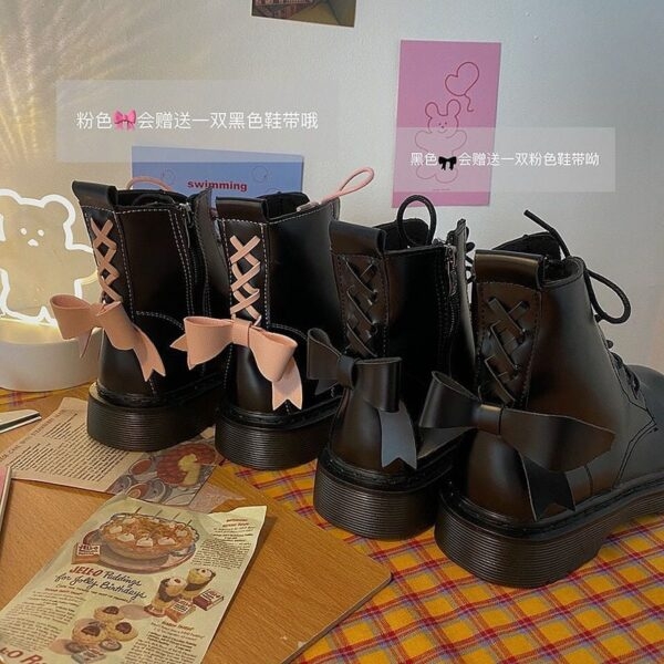 Kawaii Bow Tie Lolita Płaskie buty na platformie Kawaii w stylu brytyjskim