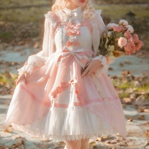 Conjunto de vestido Kawaii rosa grande Lolita Jsk Vestido JSK kawaii