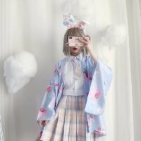 Aardbeienprint los vest kimono bovenkleding Japanse kawaii