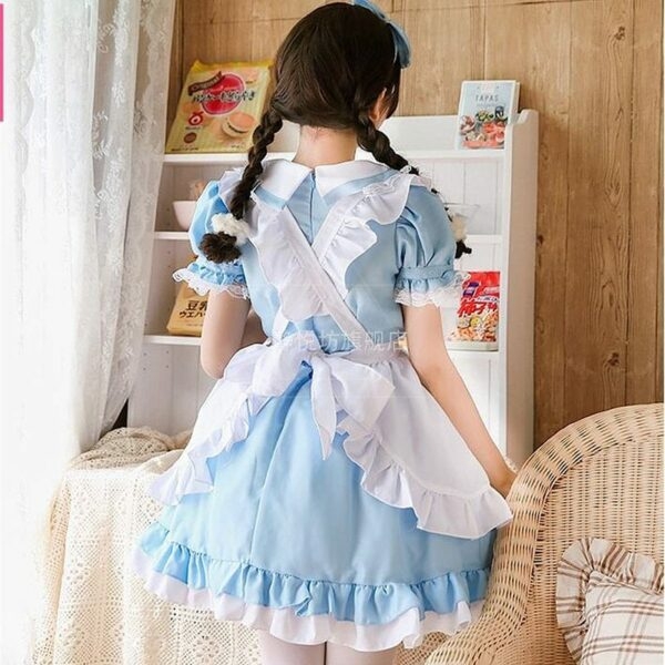Conjunto de vestido com laço Kawaii Sweet Lolita Maid Cosplay kawaii