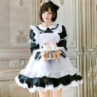 Комплект платья Kawaii Sweet Lolita Maid с бантом Косплей каваи