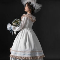 Biała japońska gotycka sukienka w stylu vintage Lolita Gotycka kawaii