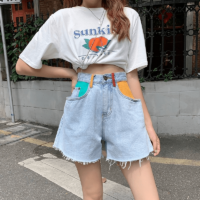 Sommer-Denim-Shorts mit hoher Taille Kawaii Jeansshorts