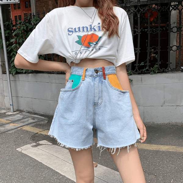 Summer Denim High Waist Shorts - Kawaii Fashion Shop | Cute Asian ...