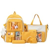 패션 노란색 학생 가방 세트/5Pcs 노트북 가방 가와이이