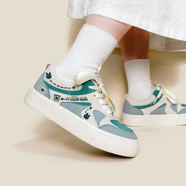 Туфли с круглым носком и цветными блоками цвета чая и молока Аниме Девушки каваи