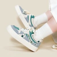 Chaussures à bout rond color block thé au lait Anime Filles kawaii