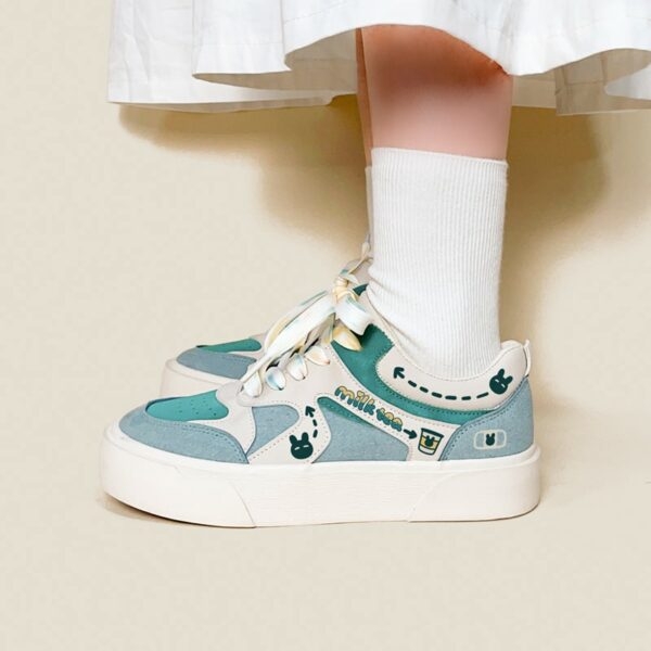 Milk Tea Colorblock-Schuhe mit runder Zehenpartie Anime-Mädchen kawaii