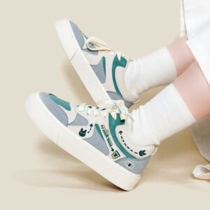 Milk Tea Colorblock Sapatos De Dedo Redondo Anime Meninas kawaii