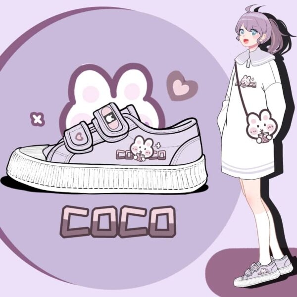 Chaussures en toile décontractées violettes Kawaii Chaussures en toile kawaii