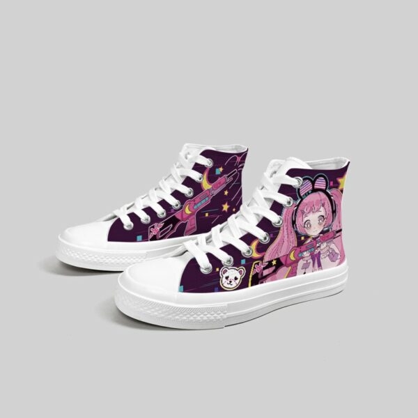 Zapatos de lona con grafiti de caña alta Kawaii anime kawaii