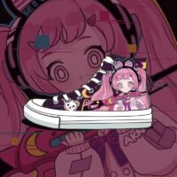Zapatos de lona con grafiti de caña alta Kawaii anime kawaii