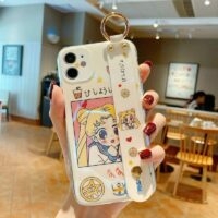 Muñequera Kawaii Pink Sailor Moon Funda y vinilo para iPhone Funda de teléfono de pareja kawaii
