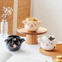 Caneca de cerâmica inspirada em gato Kawaii gato kawaii