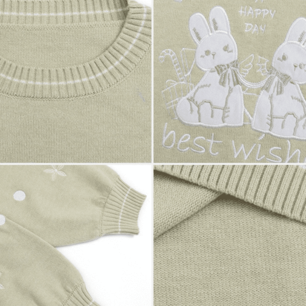 Maglione lavorato a maglia stampato con coniglietto dei cartoni animati Kawaii Cartone animato kawaii