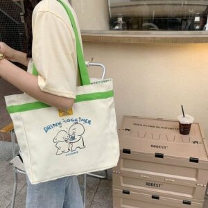 Bolsa de lona com estampa de amigos animais animal kawaii