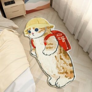 Uroczy dywanik z motywem kota. Kreskówka kawaii