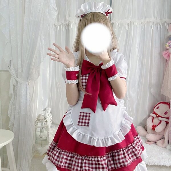 Kawaii Christmas Red Lolita Maid Dress 3