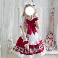 Kawaii weihnachtliches rotes Lolita-Zofenkleid Weihnachtskawaii