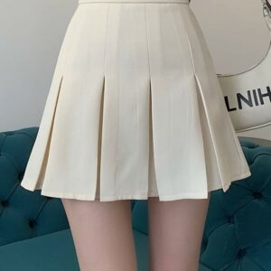 Koreanskt mode Sexig veckad minikort kjol Kawaii med hög midja