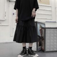 Schwarze lange Röcke im Harajuku-Punk-Gothic-Stil Gothic-Kawaii