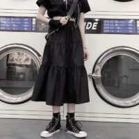 Jupes longues noires gothiques punk Harajuku Kawaii gothique