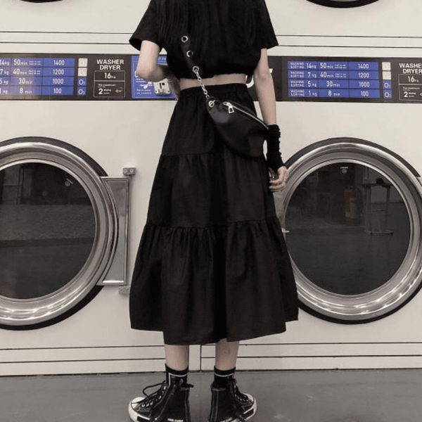 Harajuku Punk Gothique Jupes Longues Noires 3