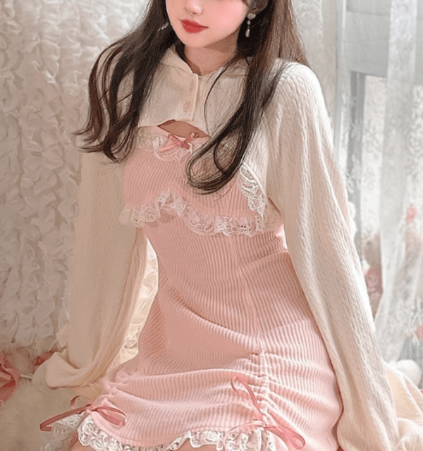 Kawaii Sweet Lace Bow Slim Lolita Dress Fairycore kawaii