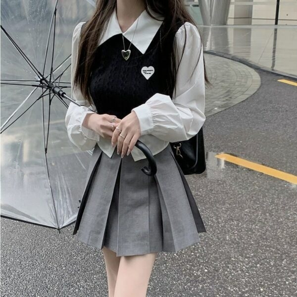 Blusas de malha estilo formal da moda coreana Crop Tops kawaii