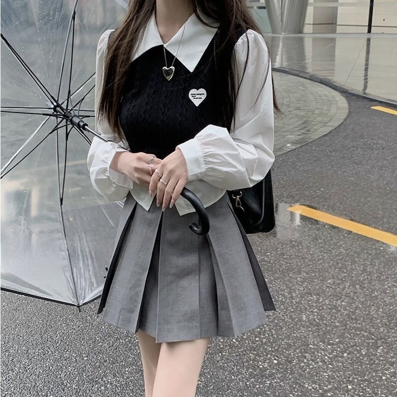 Blusas de Malha Estilo Preppy Moda Coreana - Loja de Moda Kawaii  Lindas  roupas asiáticas japonesas Harajuku fofas da moda Kawaii