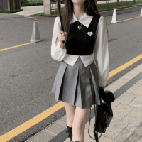 Blusas de malha estilo formal da moda coreana Crop Tops kawaii