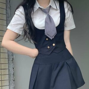 Uniforme escolar coreano Mini saia plissada coreano kawaii